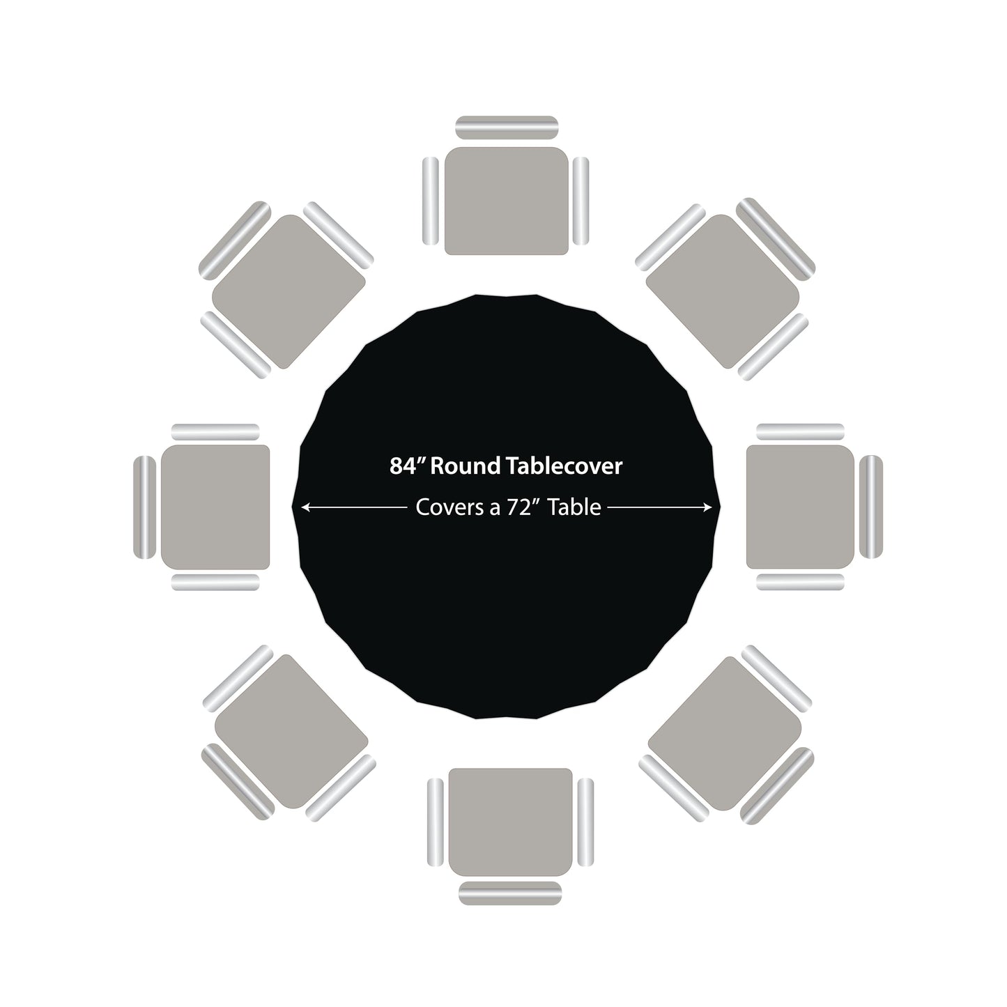 Party Dimensions Black Disposable Plastic Tablecloth for Round Tables (12 Pack) 84 inches Table Cloths for Parties, Events & Weddings, Indoors & Outdoors, Plastic Table Cover