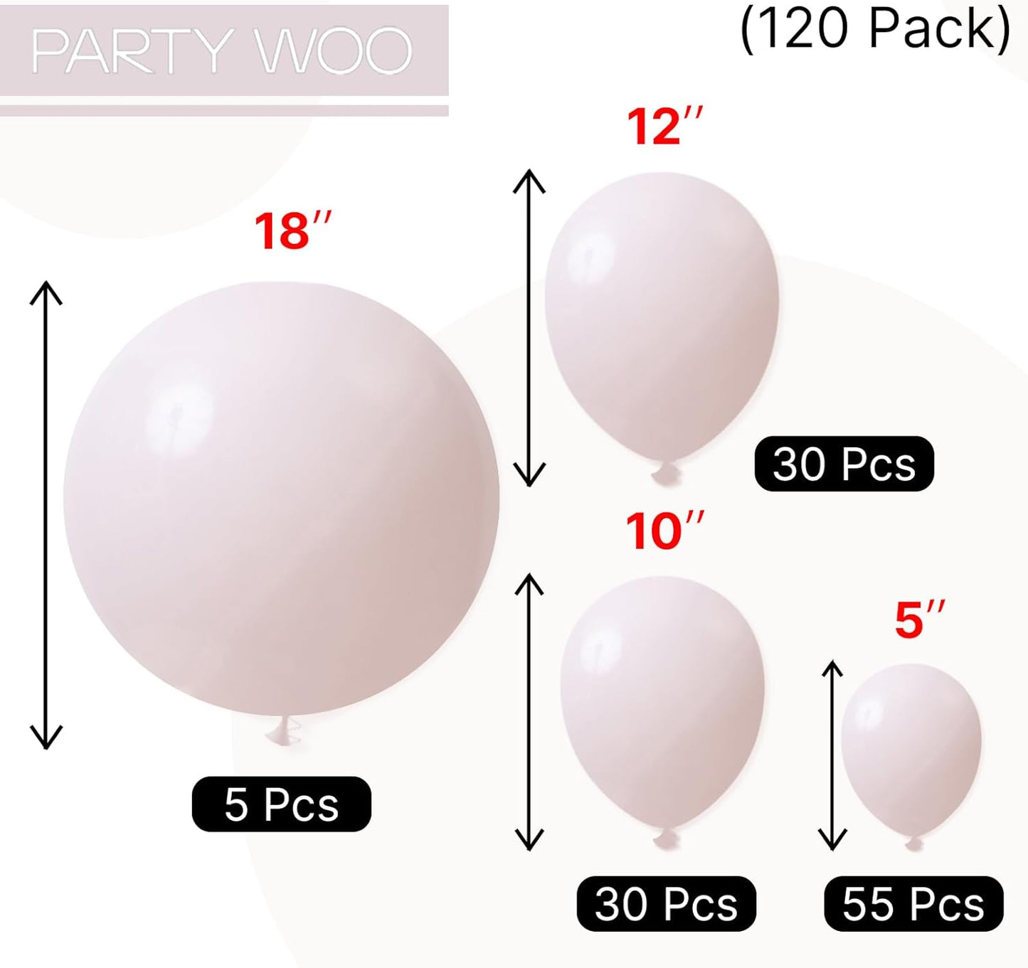 PartyWoo Beige Balloon Arch Kit - 120pcs in Various Sizes for Weddings, Graduations, & Baby Showers