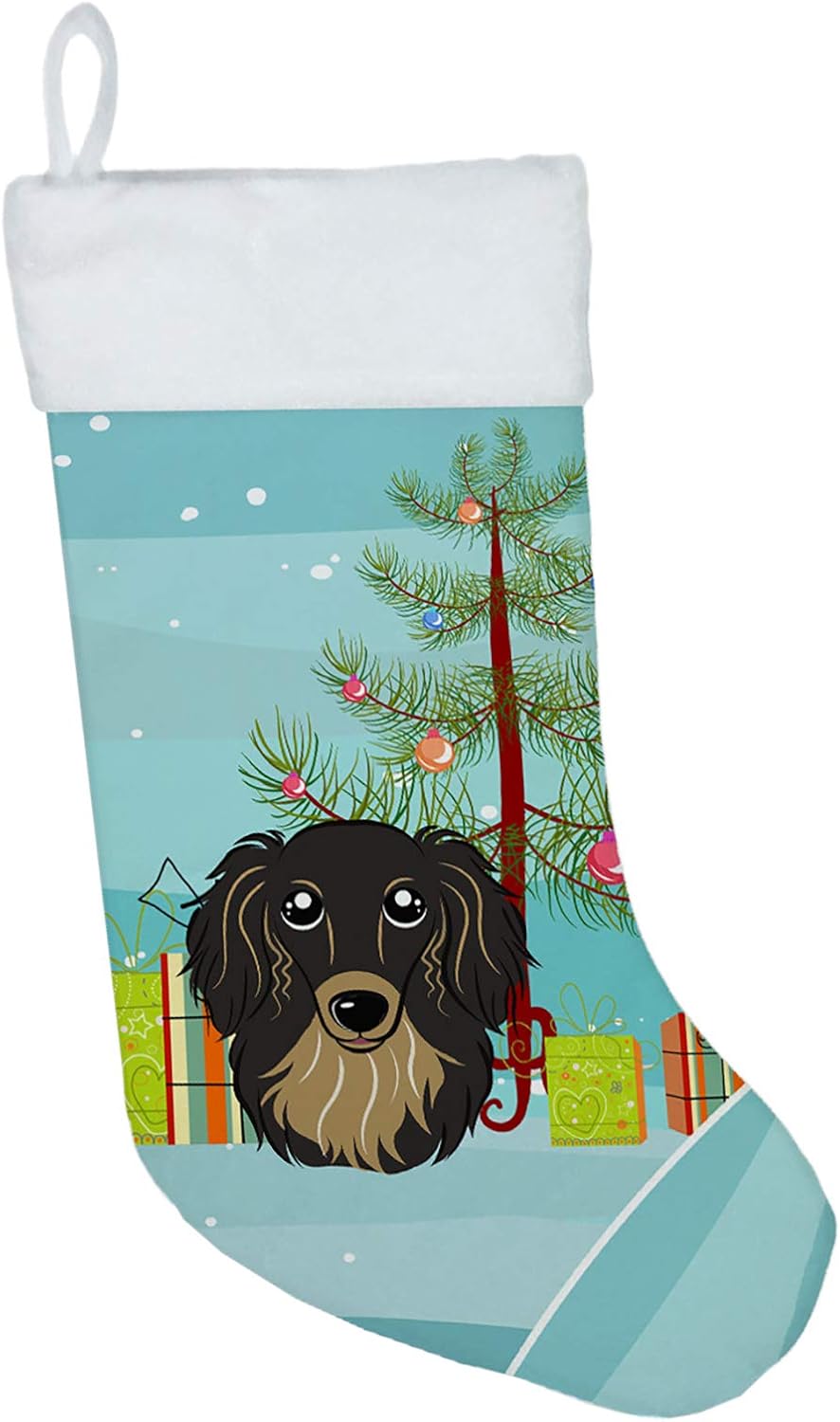 Shih Tzu Christmas Stocking - Chocolate Brown Dog Holiday Decor for Fireplace