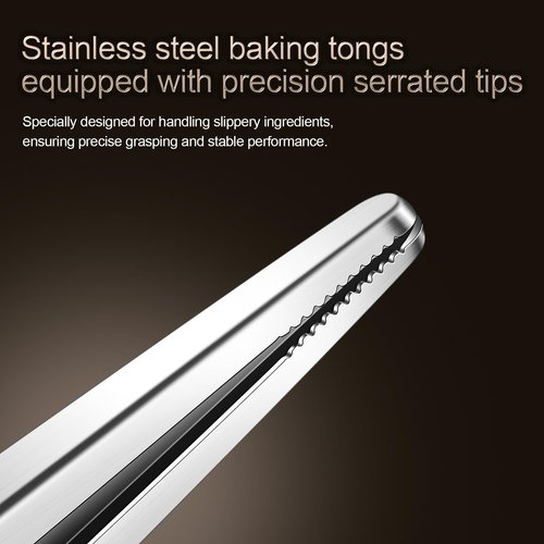 Huakai Locking Stainless Steel Kitchen Tongs, 12-inch Grill Tongs,Heat-Resistant up to 600°C, Precision Serrated Tip Design,Easily Grab and Flip Toss Steaks, Bread, Pizza, Salads, and Grilled Foods