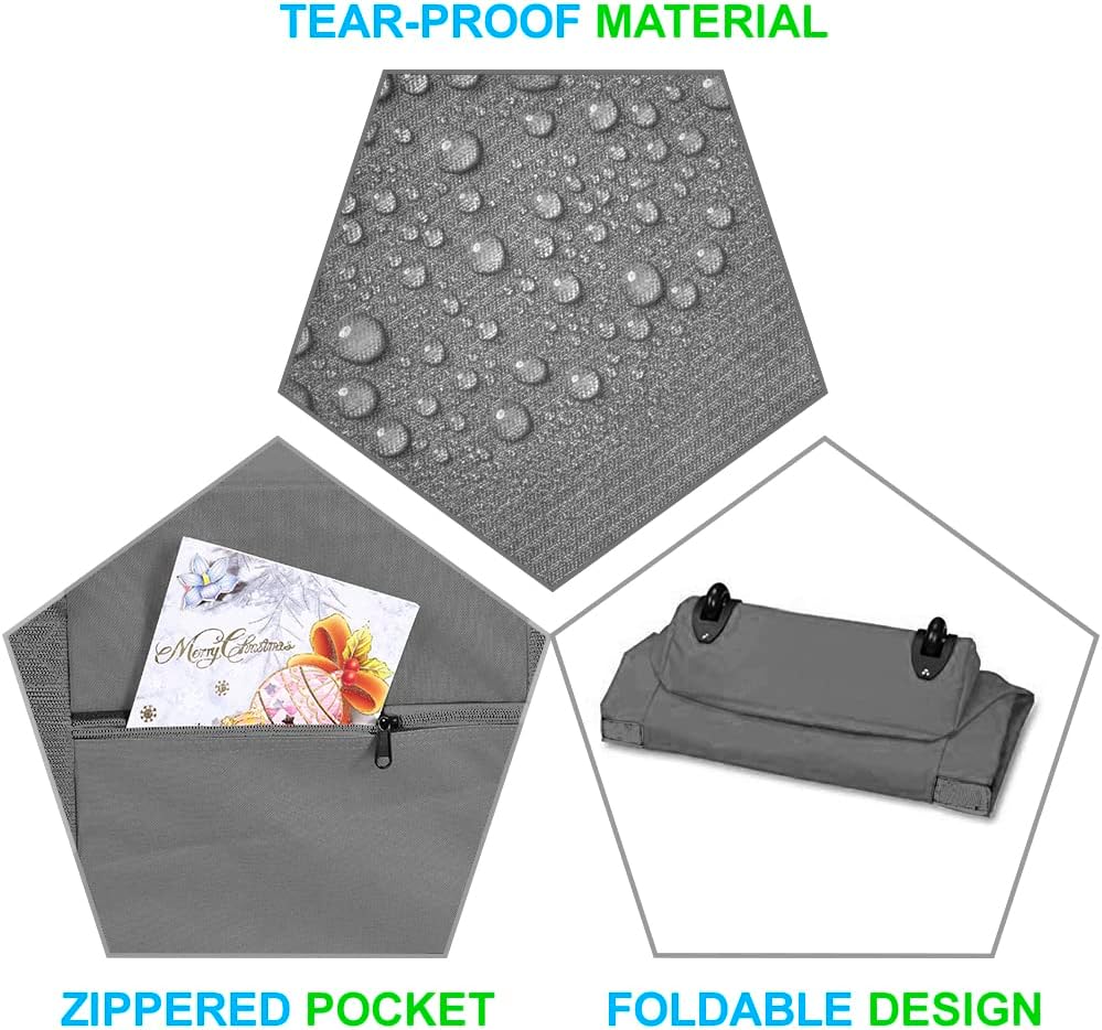 ProPik Christmas Tree Storage Bag - Heavy Duty 600D Oxford with Wheels | Fits Up to 7.5 Ft Tall Trees, Gray