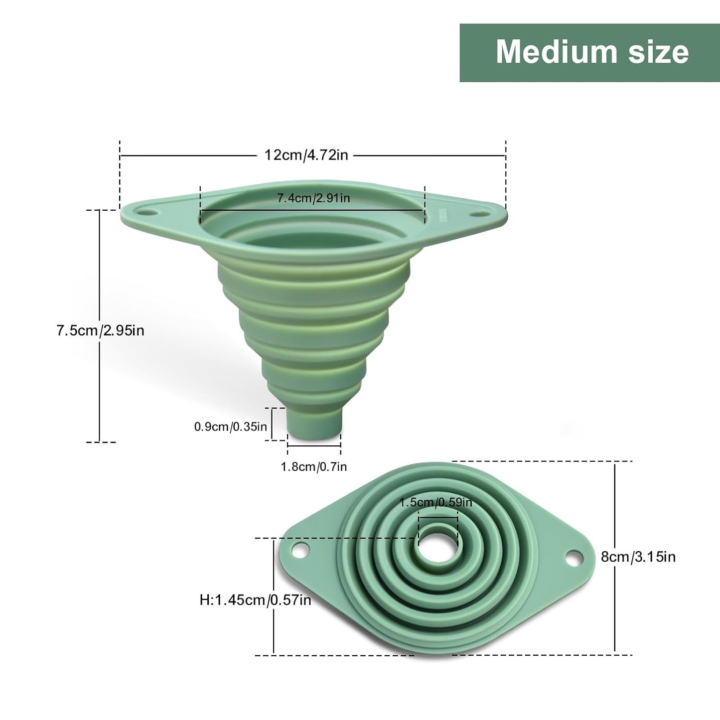 Skiennix Kitchen Funnel Set of 3 - Versatile Silicone Funnels for Easy Liquid Transfer | Small & Large Sizes