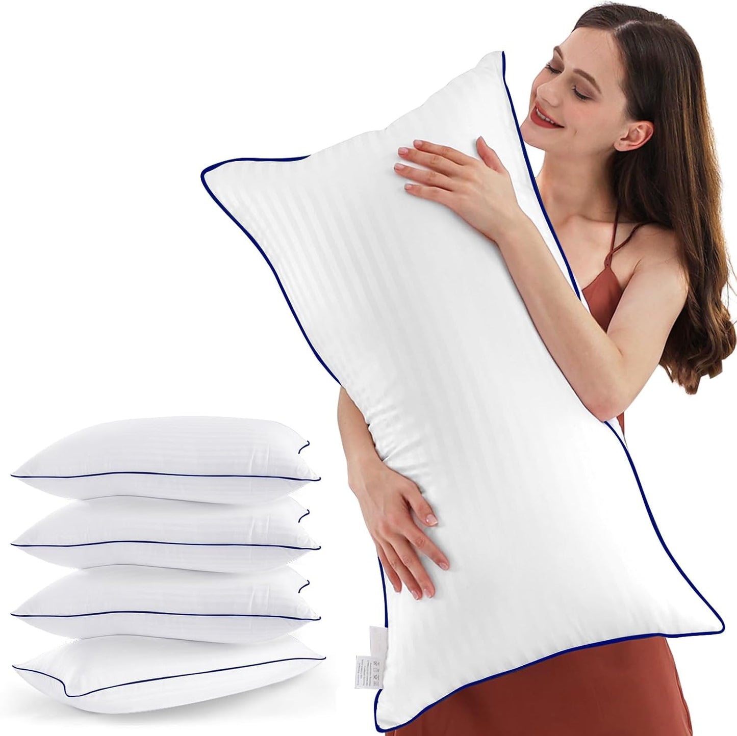 SEMZSOM King Size Bed Pillows - Set of 4 Luxury Soft Fluffy Down Alternative for All Sleepers