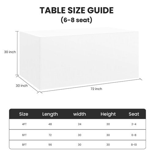 Ascoza 2 Pack Fitted Tablecloth for 6 Foot Rectangle Tables 72 x 30 Inch White Table Covers Water Resistant Polyester Table Cloth for Wedding, Parties,Display, Trade Show (White)