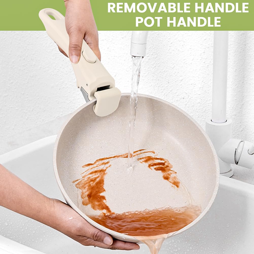WeiLingBo Removable Pot Handle,White Detachable Pan Handles,Universal Pan Handle, Replacement Handles for Pots and Pans with Anti-Scald Clip,Fits All Cookware