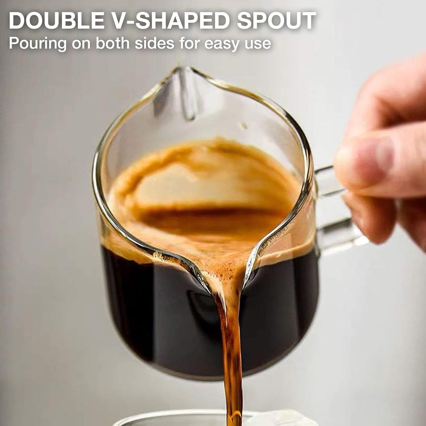 Qipecedm Espresso Cups Set - 4 Oz Double Spout Glasses with Handle | Perfect for Espresso Lovers