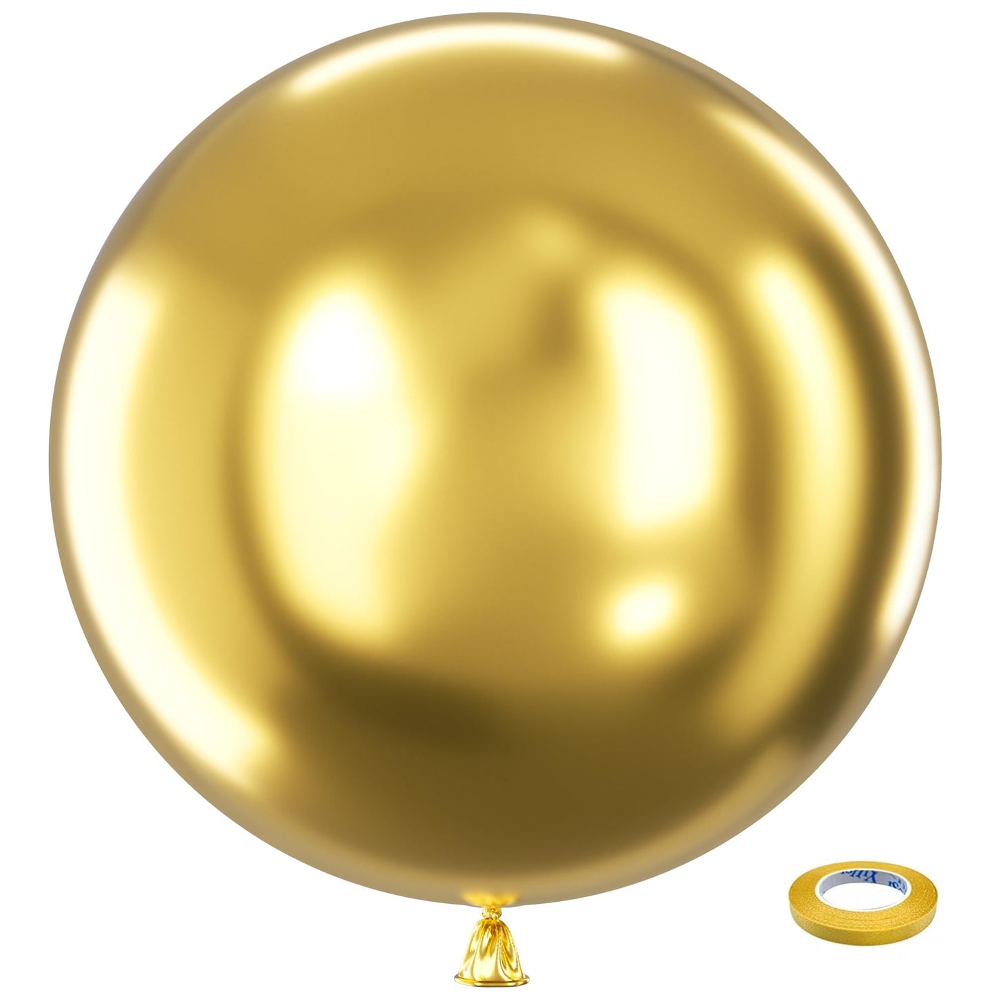 Bezente Metallic Gold Giant Balloons 36 Inch - 8 Pack Jumbo Chrome Gold Balloons Large Round Gold Latex Balloons for Photo Shoot Wedding Bridal Shower Graduation Birthday Christmas Party Decorations