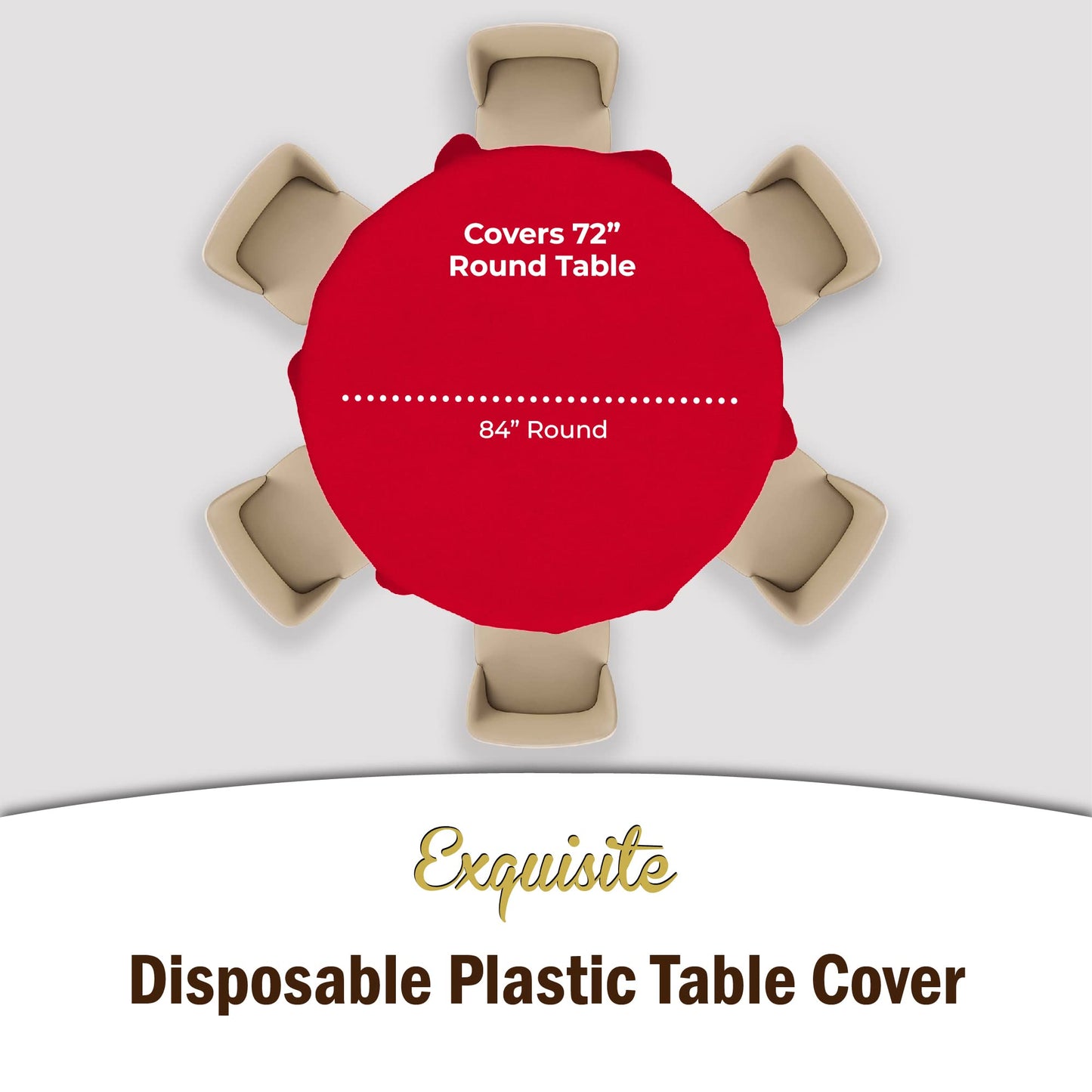 12-Pack Premium Plastic Tablecloth 84in. Round Table Cover - Red