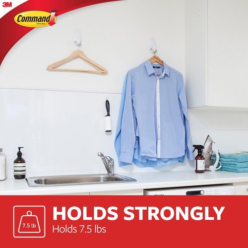 Command Clothes Hanger - Holds Up to 7.5 lbs | Fits 3 Plastic or 7 Metal Hangers | Extra Storage Solution for Laundry Room, Bedroom, Closet