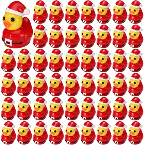 Foilswirl 50 Pcs Christmas Mini Resin Santa Claus Duck Figurines - Festive Holiday Decor