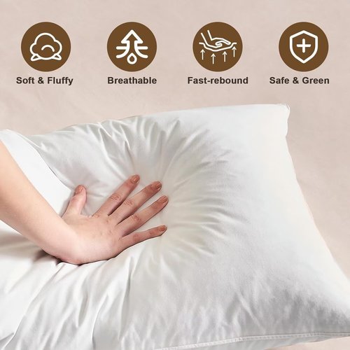 BHZ Goose Down Feather Pillows - Queen Size Hotel Collection | Medium Firm Soft Support for Side & Back Sleepers