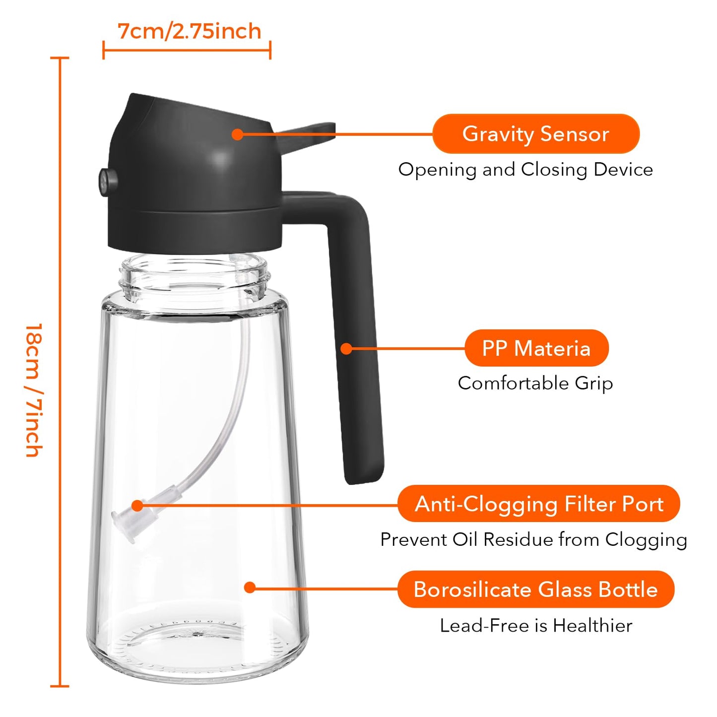 YARRAMATE 4Pcs 16oz/470ml Glass Olive Oil Sprayer Set with Stickers, Kitchen Gadgets, Including 2Pcs Non-Slip Bottle Mat, Cleaning Brush-Aesthetic Ideal Kitchen Gift