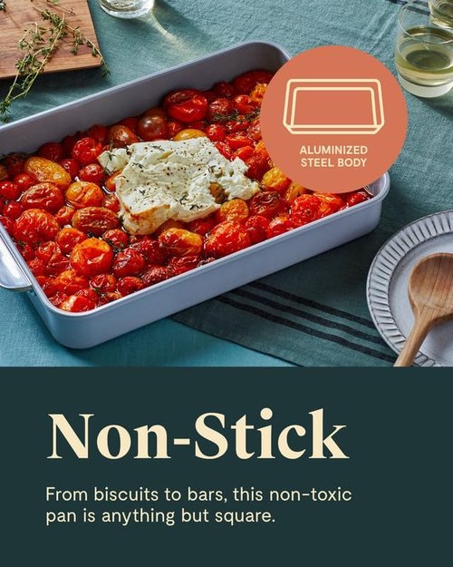 Caraway Non-Stick Ceramic 9”x13” Rectangle Pan - Naturally Slick, Non-Toxic Coating - Ideal for Brownies & Lasagnas - Black
