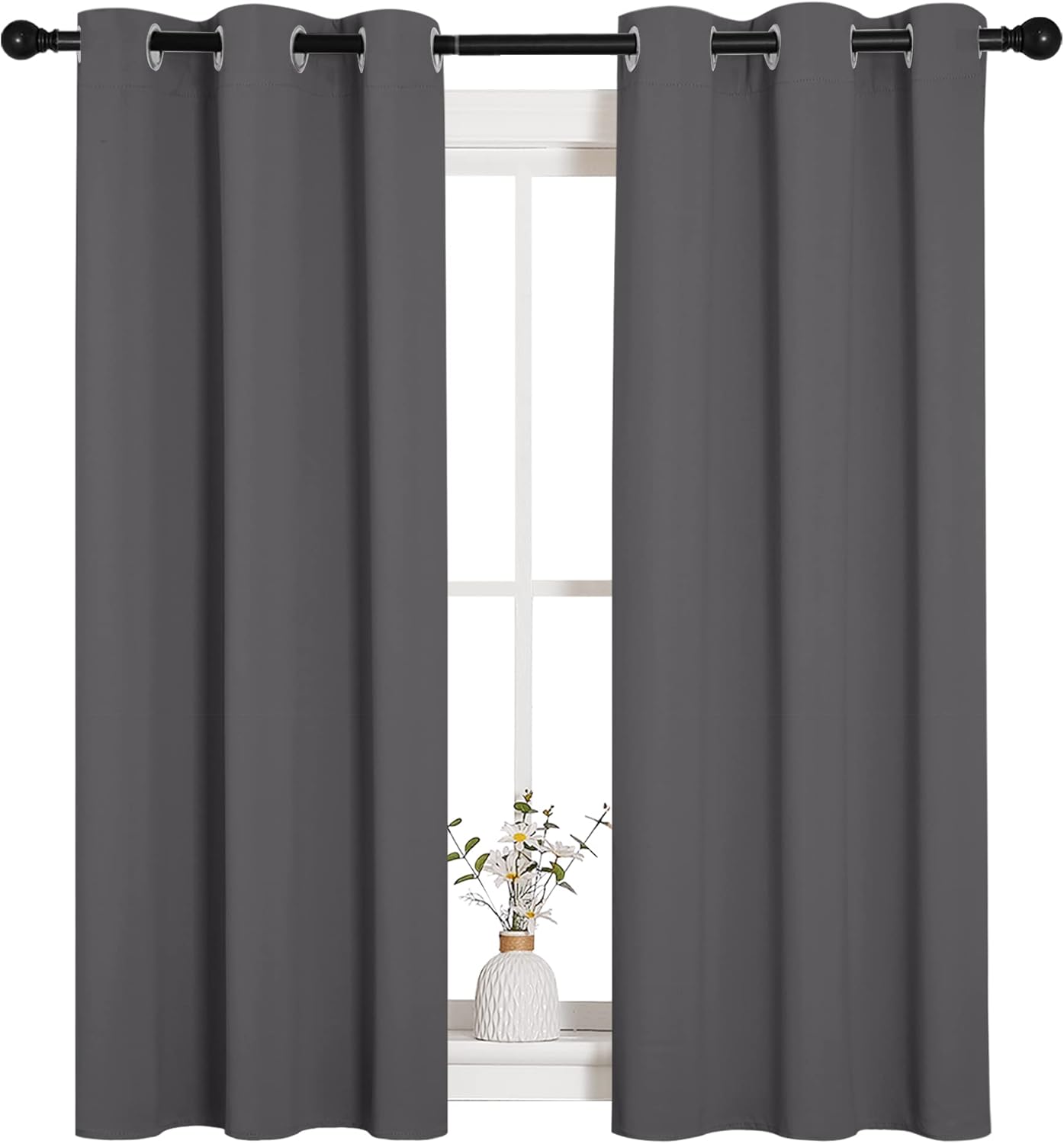 NICETOWN Blackout Curtains - Thermal Insulated Drapery Panels | Solid Gray, 34 x 54 Inches (Set of 2)