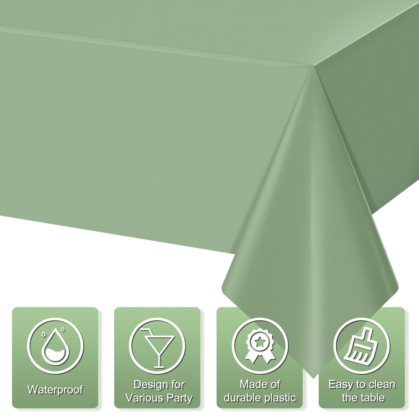 20Pack Sage Green Plastic Tablecloths for Rectangle Tables,Light Green Disposable Tablecloth,Waterproof Sage Green Table Cover for Birthday Bridal Wedding Baby Shower Party Decorations,54 X 108Inch