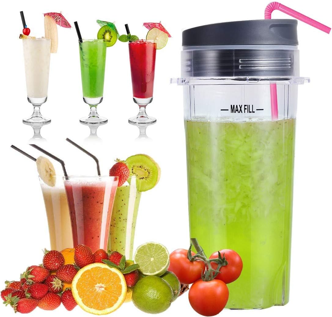 Nutri Ninja Replacement Parts - 6-Fin Blender Male Blade & Cup Set | Compatible with BL660, BL770, BL780, BL740 (5-Pack)