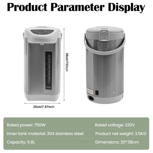Ageanbri Electric Hot Water Urn Pot Dispenser 4L (135 Oz), Electric Hot Water Boiler and Warmer Anti-dry Burn Protection, Rotating Base, Instant Auto Boiler and Warmer, for Tea & Coffee (Grey)