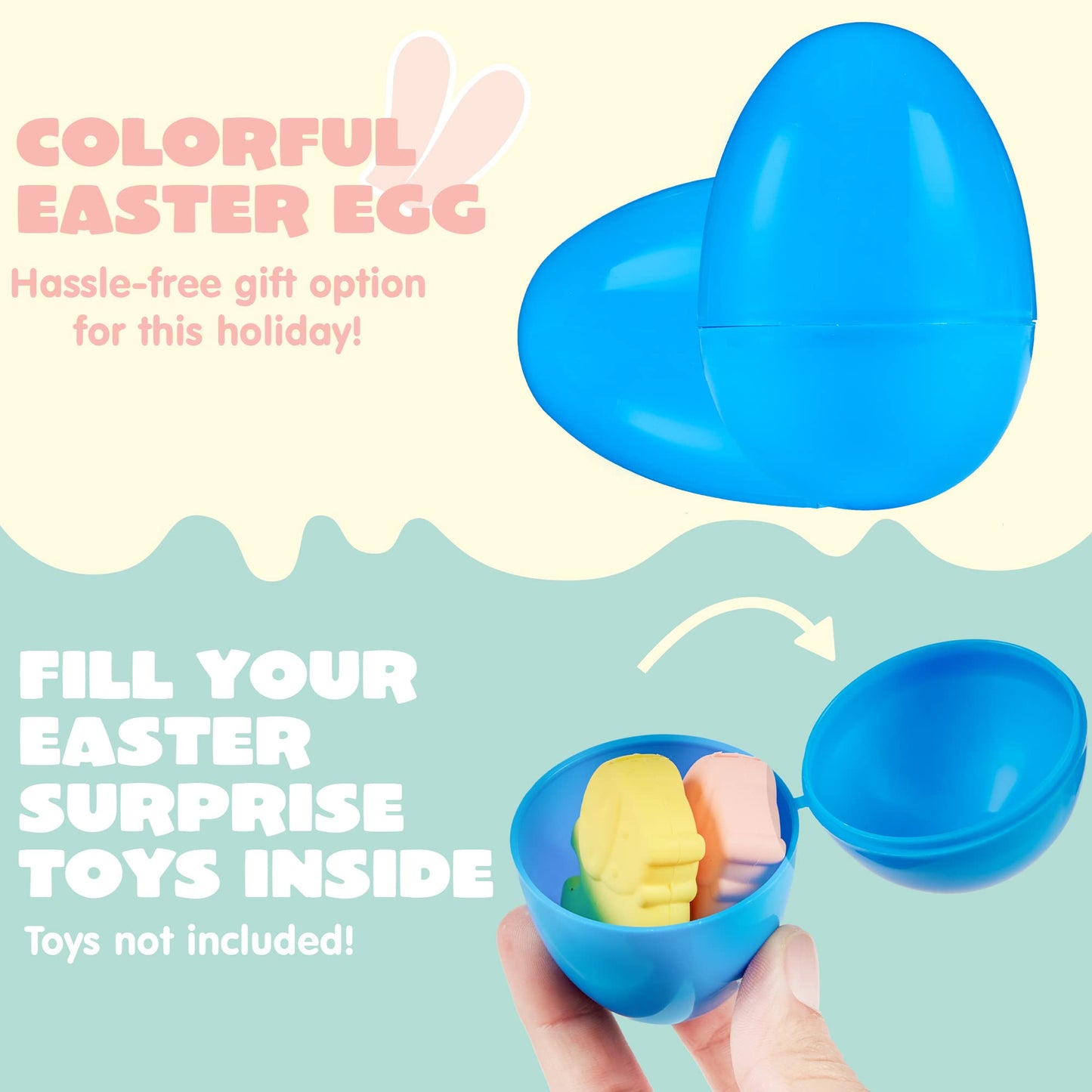 JOYIN 3.15" Easter Eggs, Fillable Plastic Eggs Empty Colorful Bright Eggshells with Hinge for Easter Hunt, Filling Treats, Party Favor, Basket Stuffers, Classroom Prize Supplies, 72PCS