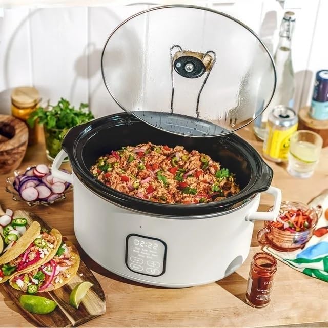 6 Quart Programmable Slow Cooker with 5 Preset Functions and Touch Display