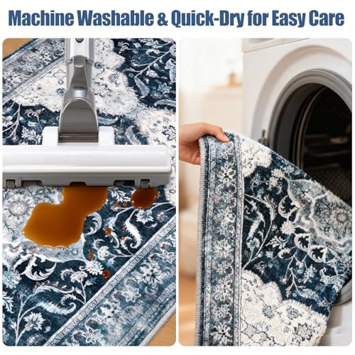 Ufeekare Blue 3-Piece Kitchen Rug Set Non-Slip Washable 20x32/20x48/20x59