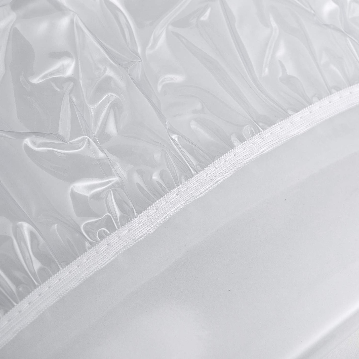 LIBERECOO Clear Round Fitted Vinyl Tablecloth for 49-56" Diameter Tables - Heavy Duty Elasticized Table Cover Elastic Edged Plastic Table Cloth Protector