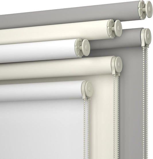No Drill No Tools 100% Blackout Roller Shade | UV Protection | Easy-Care Fabric | Roller Blind for Windows & Doors | Pull Down Window Shade - Beige (20" W x 75" H)