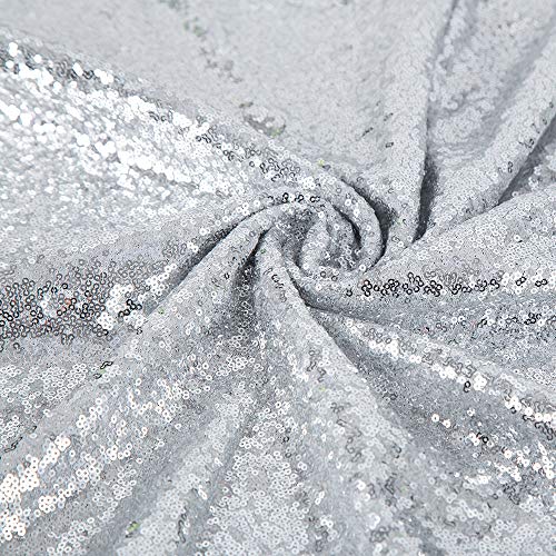 JYFLZQ Silver Sequin Table Runner 12" x 108" Party Decor, 1 Pack
