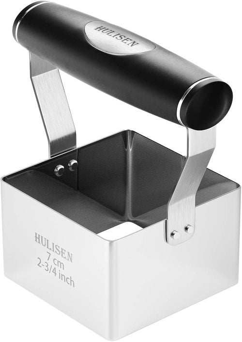HULISEN Square Biscuit Cutter - 2.75 Inch Stainless Steel Cookie Cutter with Soft Grip Handle | Dishwasher Safe