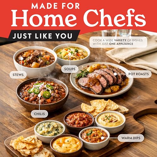 Gourmia 6 Quart Slow Cooker - Manual Controls, Removable Ceramic Pot, Black