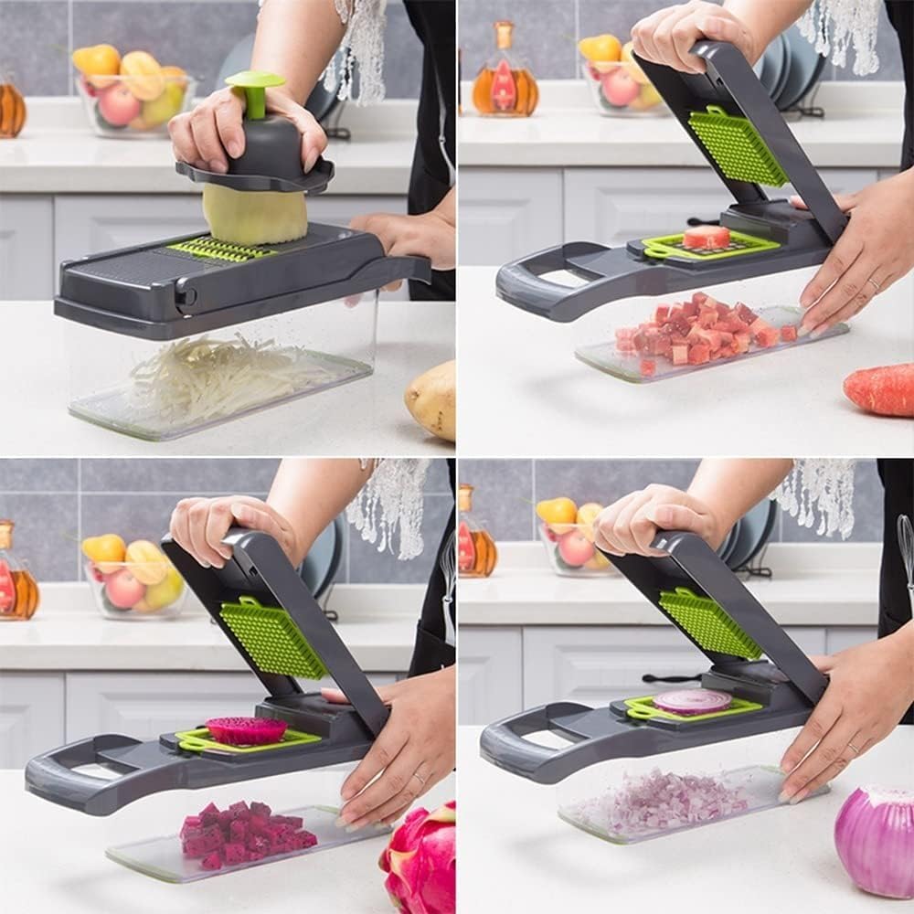 Skiennix Pro 10-in-1 Vegetable Chopper - Multifunctional Onion Slicer & Dicer with Container