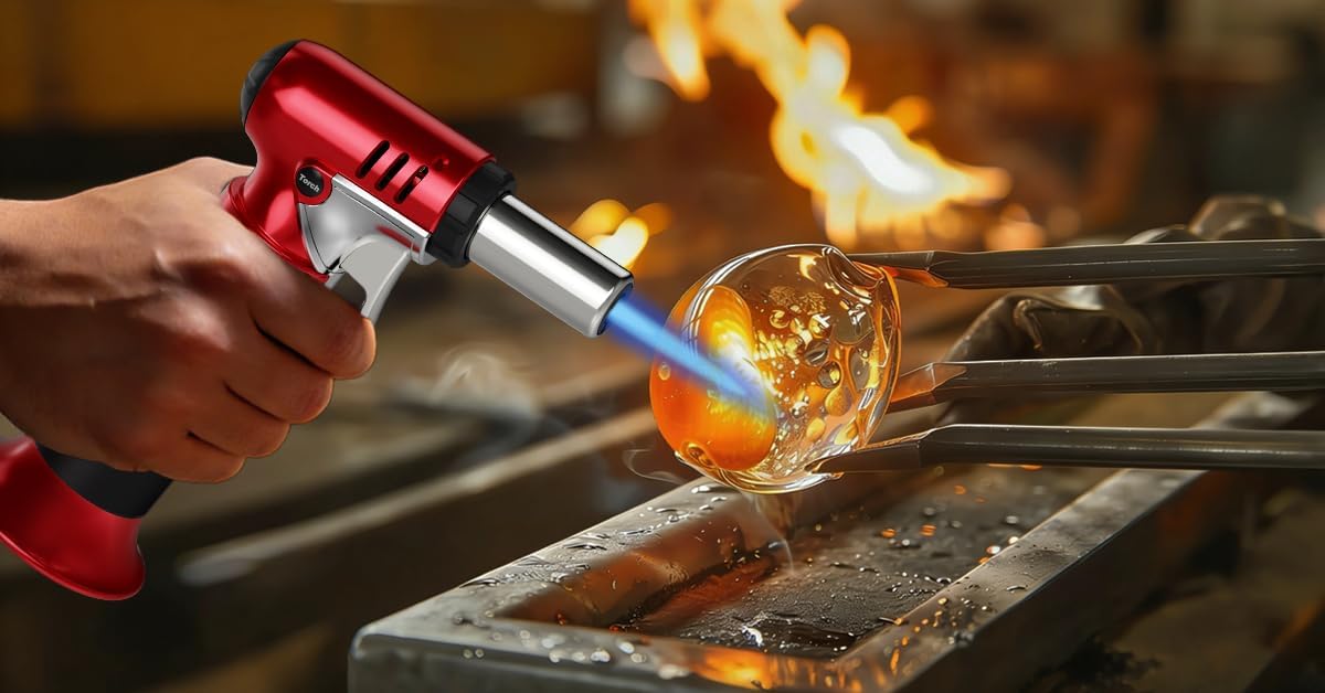 Semlos Butane Torch - Refillable Kitchen Lighter with Safety Lock & Adjustable Flame | Ideal for DIY, Crème Brûlée & Soldering