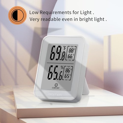 DIGITEN Digital Hygrometer - Indoor Thermometer with 360° HD E-Ink Screen | Accurate Humidity & Temperature Monitor