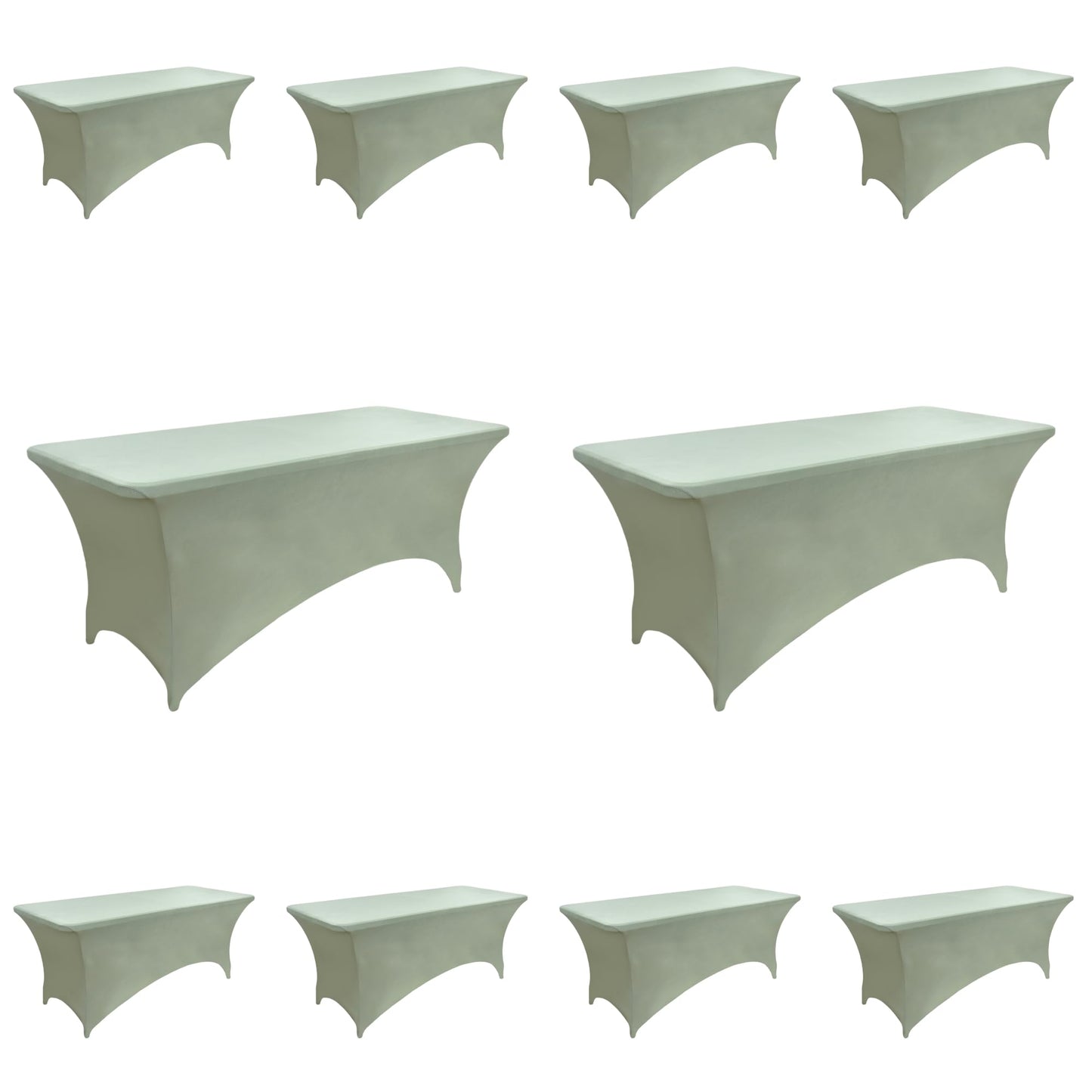ZarzaaSik 10-Pack 6ft Spandex Table Covers for Rectangle Standard Folding Tables - Wrinkle Resistant Stretch Tablecloths - Ultimate Fitted Table Protector for Parties, Banquet, Wedding