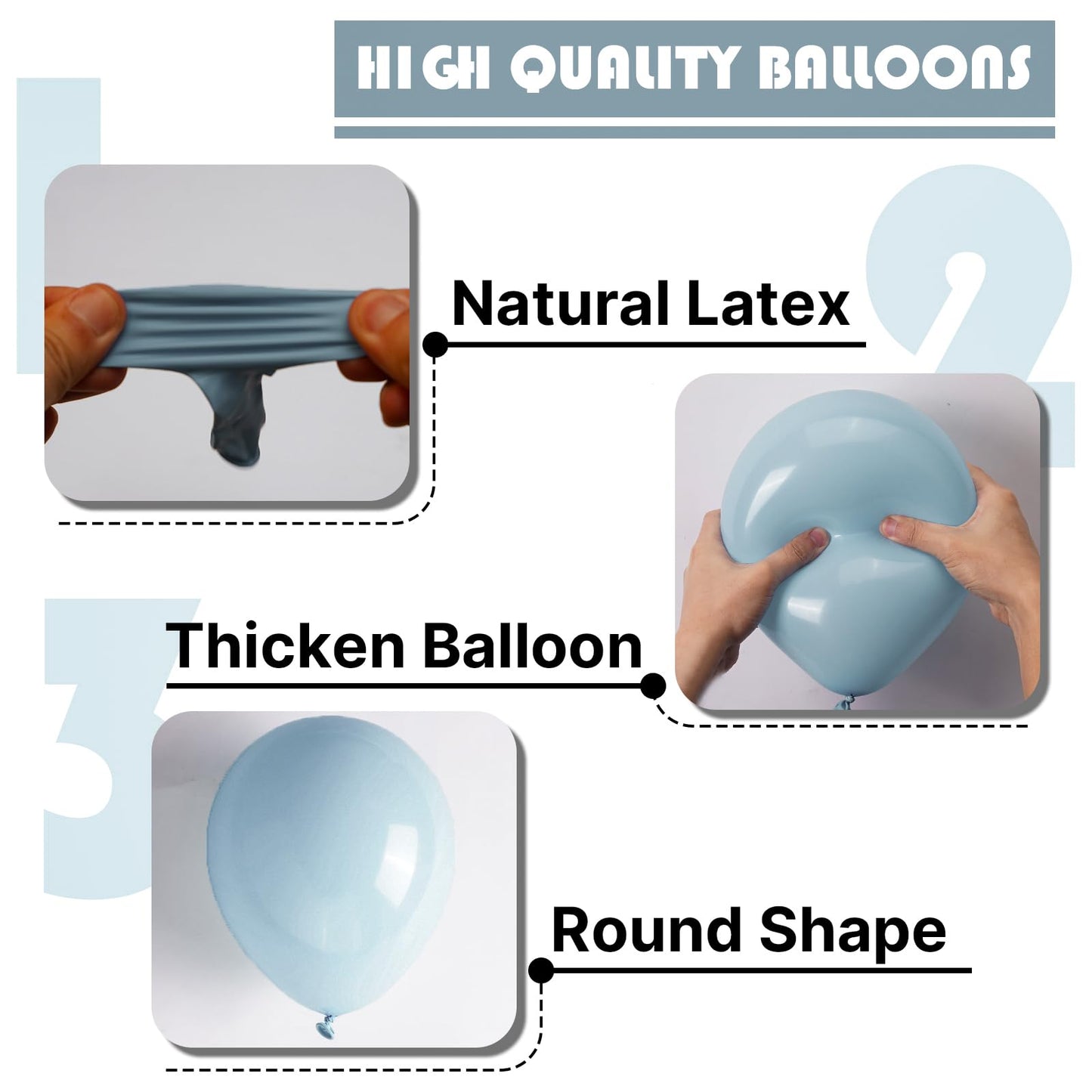 PartyWoo Dusty Blue Balloons 100pcs 12 Inch Light Blue Aqua Boho Latex Helium Balloons for Wedding Graduation Baby Shower Gender Reveal Bachelorette Birthday Under The Sea Party Decorations Blue-F28