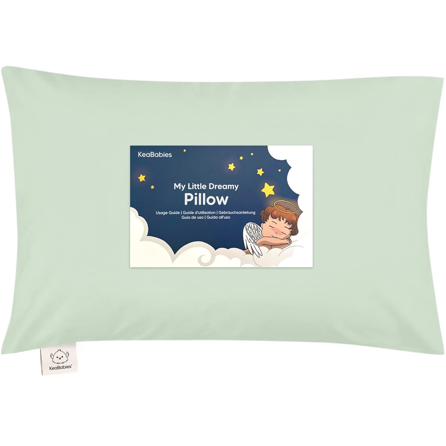 My Little Dreamy Toddler Pillow - Organic Cotton Travel Bed Pillow with Soft Pillowcase | 13x18, Sage, Machine Washable for Ages 2-5