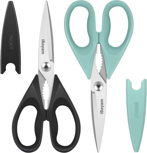 iBayam Heavy Duty Kitchen Shears - Stainless Steel Food & Meat Scissors with Soft Grip Handle