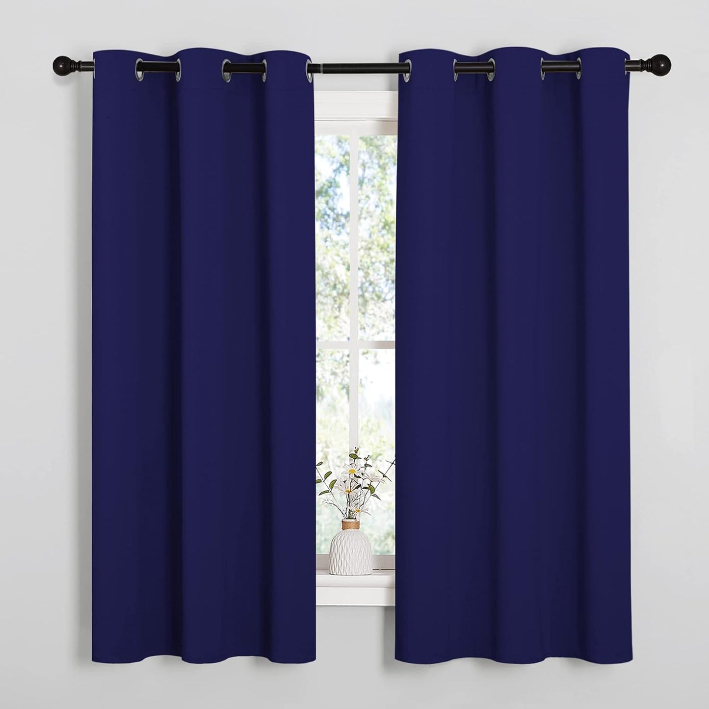 NICETOWN Navy Blue Blackout Curtains - Thermal Insulated Drapes for Small Windows | 40" Length, 2 Panels