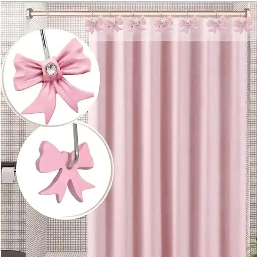 Skiennix Decorative Shower Curtain Hooks - Rust Resistant Bow Tie Design | Pack of 12 for Bathroom Elegance