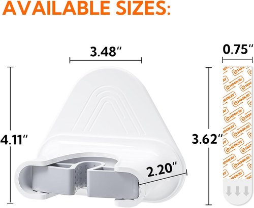 Hookay Broom and Mop Grippers - Damage-Free Wall Hooks with 4 Hangers & 12 Adhesive Strips | Holds Up to 10 lbs