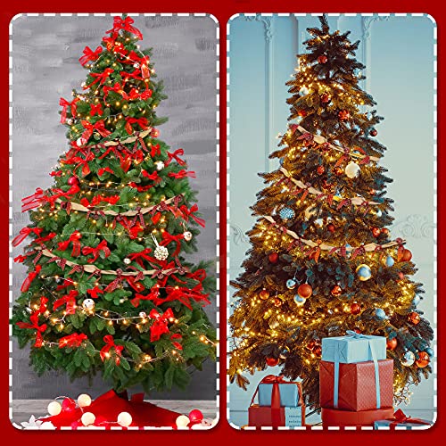 Tatuo Black and Red Rustic Burlap Garland with Bells, 9ft Christmas Decor