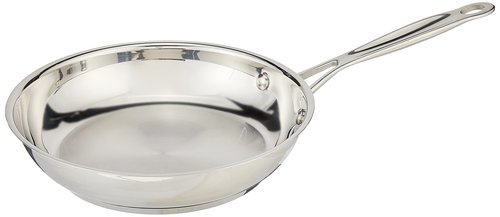 Cuisinart 8-Inch Open Skillet, Stainless Steel Skillet, Large Kitchen Pan, Dishwasher Safe, Compatible with Induction, Electric, Gas Cooktops, Oven Safe Saucepan, Cool Grip Handles