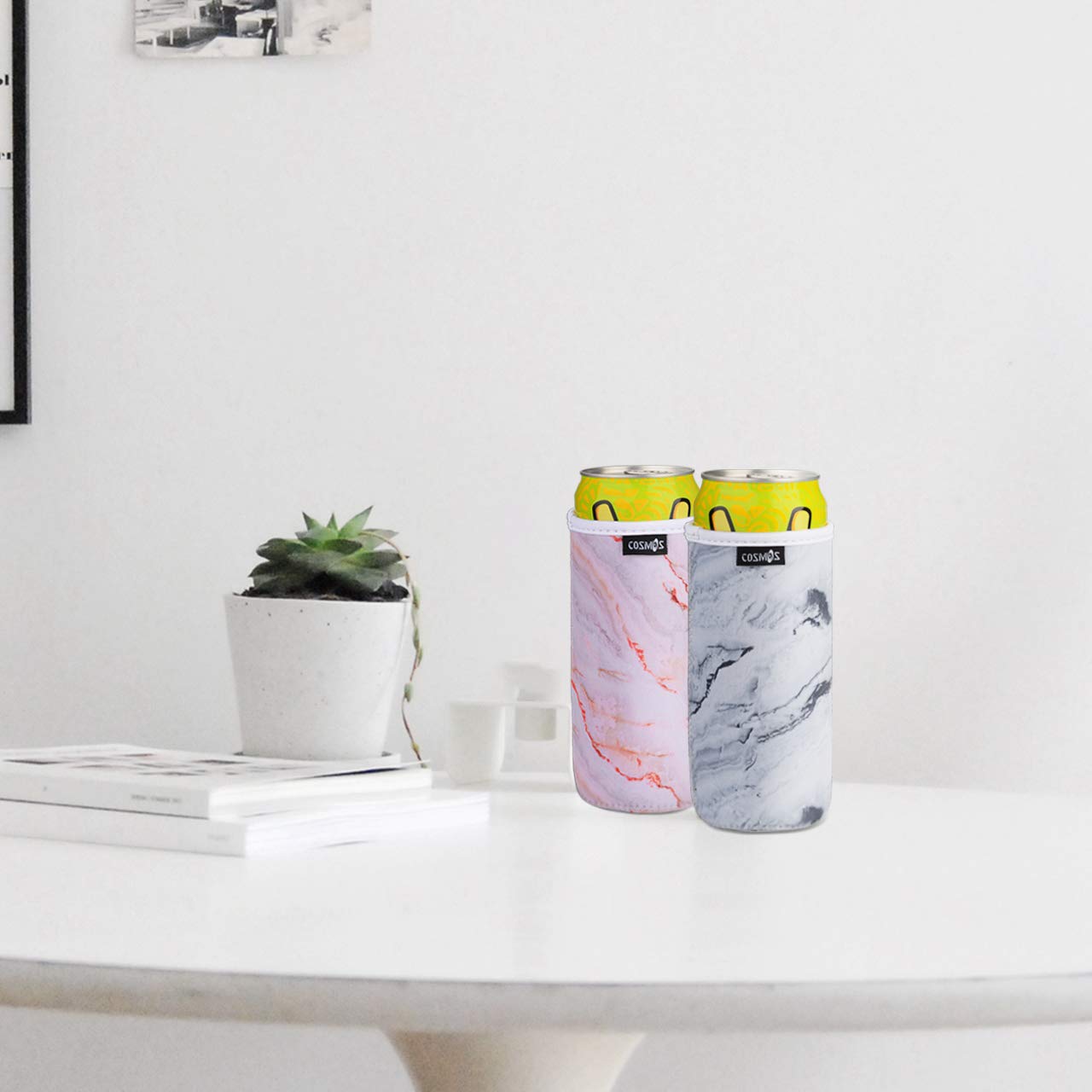 CM Pack of 4 Tall Boy Can Sleeves Soft Neoprene Tallboy Can Covers Bottle Insulators Can Cooler for 24 Fluid Ounce Energy Beer Beverage Drink Cans