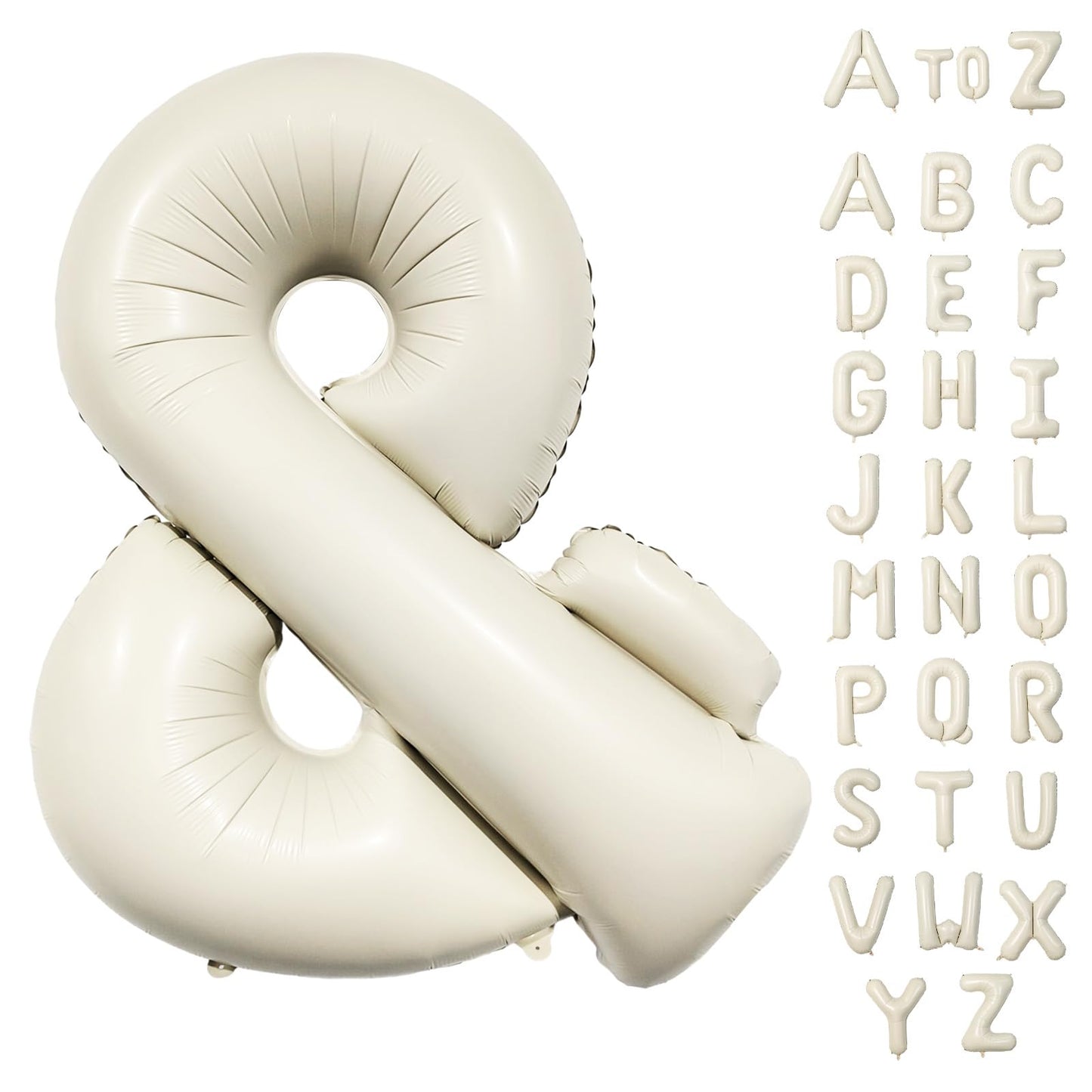 40 Inch Cream Giant Custom Alphabet & Foil Name Balloons - Ivory White, Mylar Self Inflating Beige Letters & Helium Letter Balloons for Women Girls Birthday Party Decorations