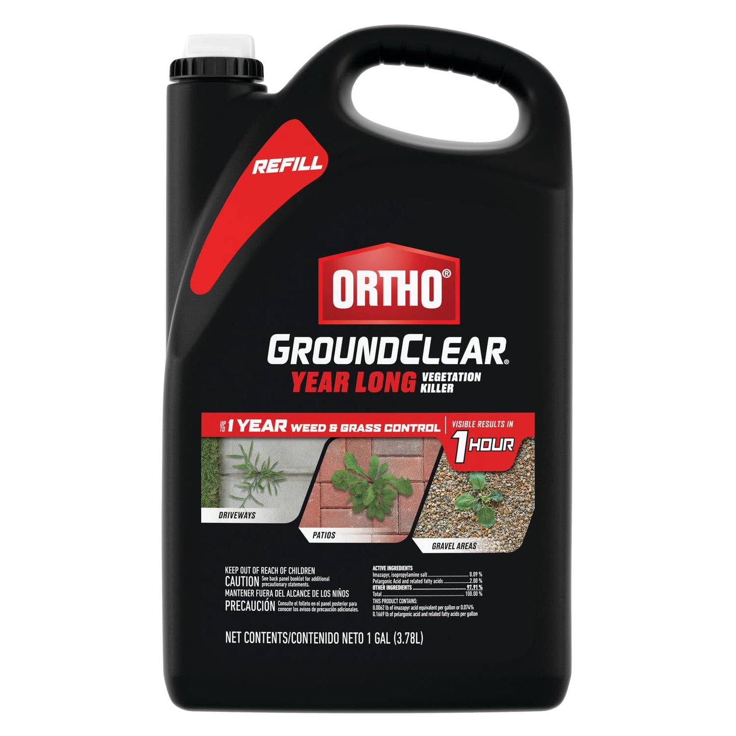 Ortho GroundClear Year-Long Vegetation Killer Refill - Kills Weeds & Grasses for 1 Year | 1 Gallon