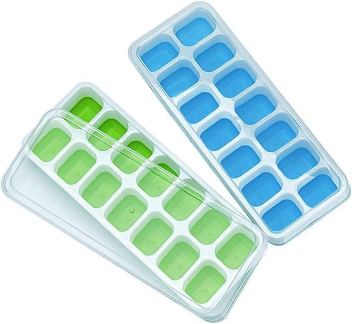 Skiennix Silicone Ice Cube Trays - Easy-Release, Spill-Resistant, BPA Free | 14-Cube, 2 Pack