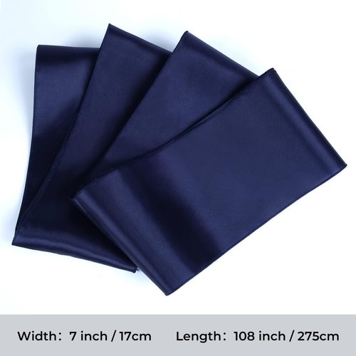 Babenest Satin Chair Sashes - Upgraded 50 Pcs Chair Ribbons & Bows for Weddings | Navy Blue