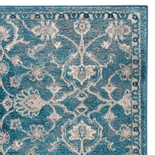 SAFAVIEH Sofia Collection 2'2" x 10' Blue / Beige SOF386C Vintage Oriental Distressed Non-Shedding Living Room Entryway Foyer Hallway Bedroom Runner Rug