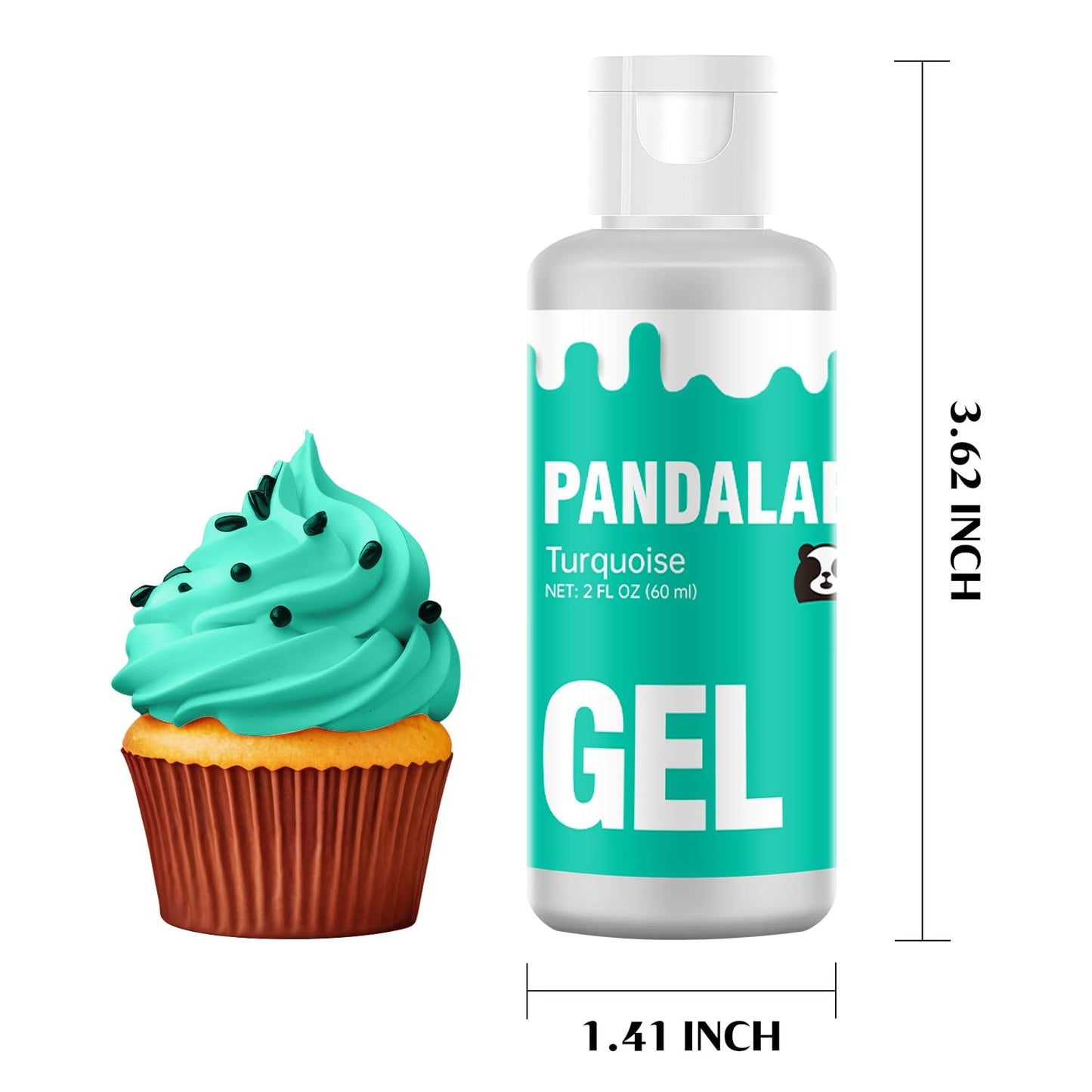Turquoise Gel Food Coloring - Pandalab 2 Ounce High Concentrated Food Dye for Baking, Cake, Cookie, Fondant, Icing, Easter Egg, Macaron, DIY Slime (60ml)