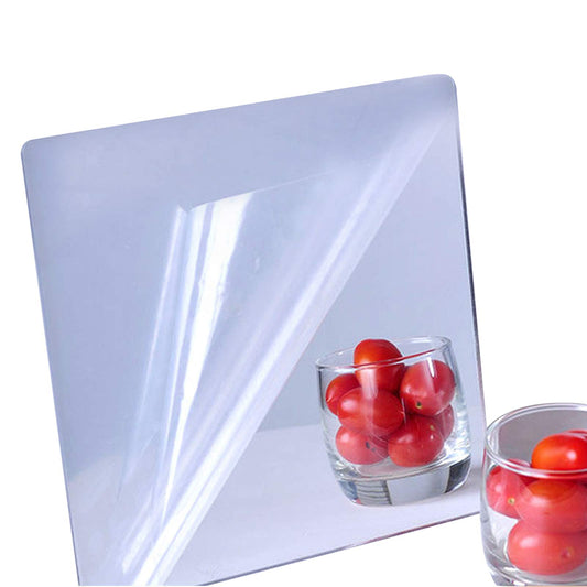 iCAGY Acrylic Mirror Sheet Self Adhesive Wall Mounted Home Décor Non Glass Sticky Mirror Tile Thickness 0.08in (2mm) Square 10x10 inch 4 pcs