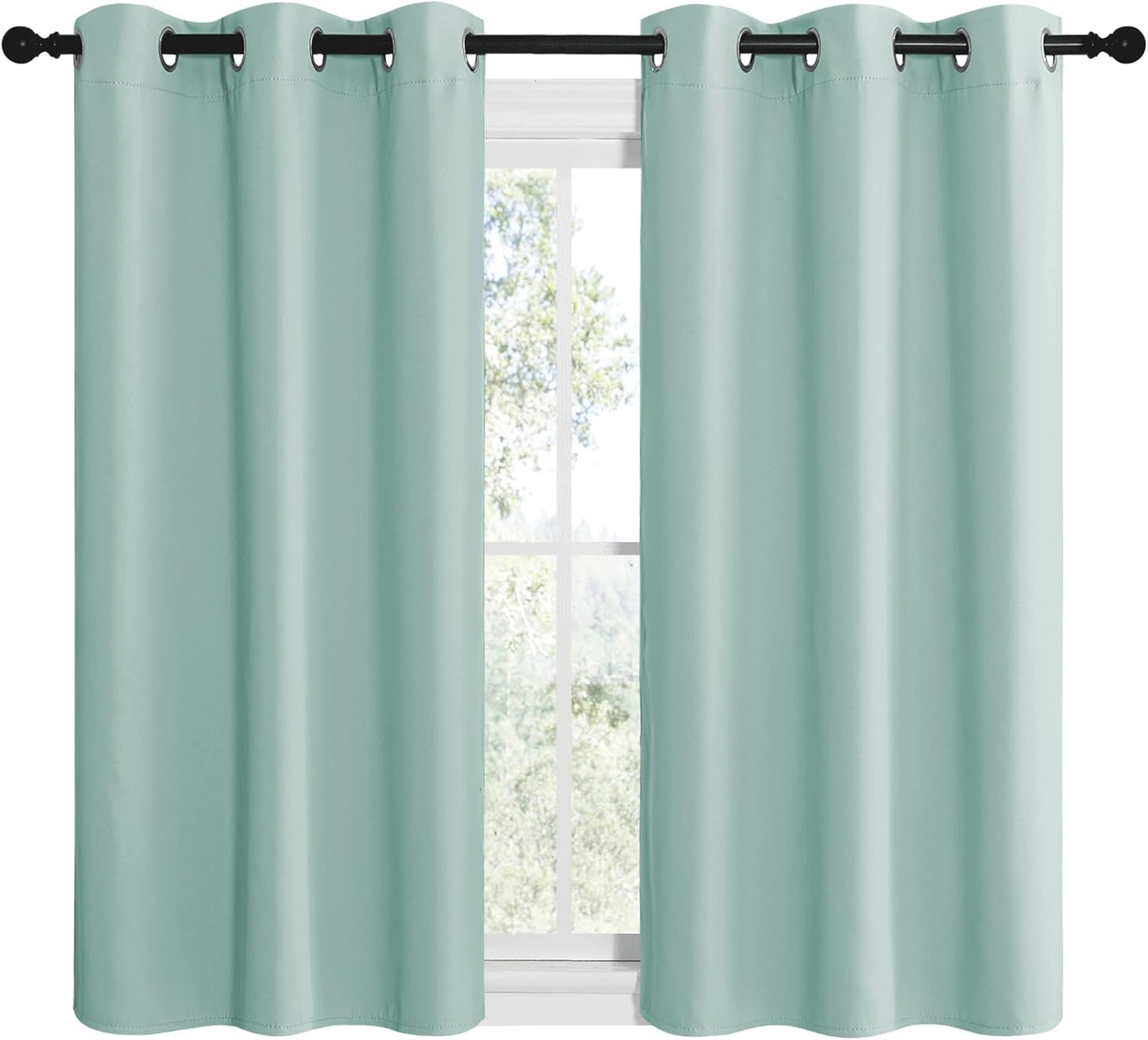 NICETOWN Aqua Blue Room Darkening Curtains - Thermal Insulated Grommet Drapes (Set of 2, 42" x 50")
